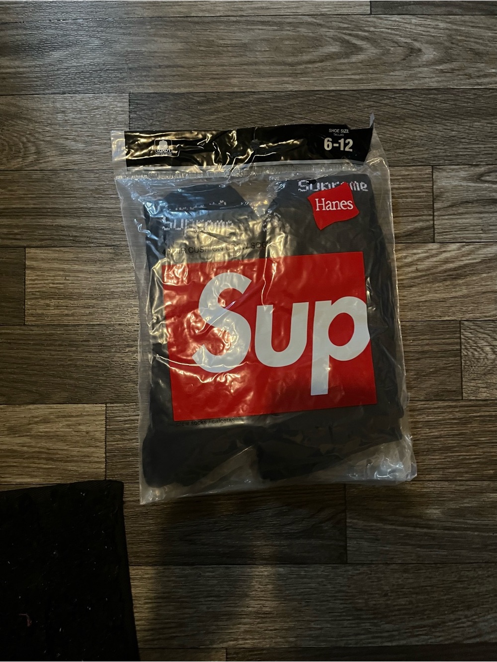 Supreme x Hanes Men's Black Athletic Socks with Red Logo Pack